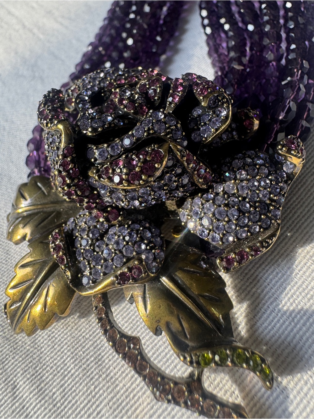 Signed Vintage HEIDI DAUS Swarovski Crystal Rose Multi Strand Statement Necklace